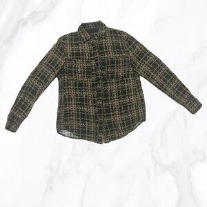 Cocurata Women's Graphic‎ Print Long Sleeve Button Up Dress Shirt, Size S